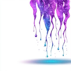 Unique horse portrait featuring striking purple and blue paint drips creating a captivating artistic effect