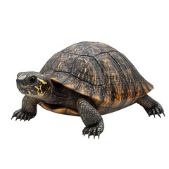 Fototapeta premium A Wood Turtle Close Up Black Background