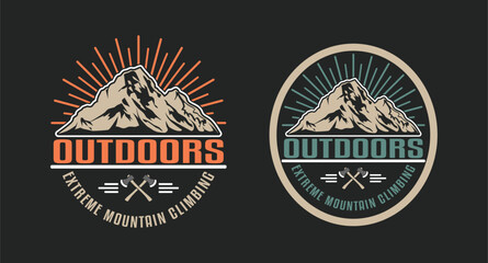 mountain adventure hiking expedition vintage hipster retro logo badge label sticker element design design Perfect for apparel prints, posters