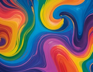 Obraz premium Abstract Rainbow Swirl Painting