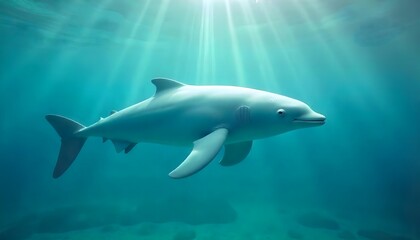 Obraz premium Underwater Dolphin Portrait Highlighting Marine Beauty And Natural Ocean Ambiance