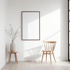 Minimalist Scandinavian Interior Design with Empty Frame