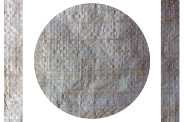 Old White Sack Frame with Circle and Vertical Stripes Texture for Vintage Design, Grunge Backgrounds, Rustic Overlays, and Artistic Photo Editing.