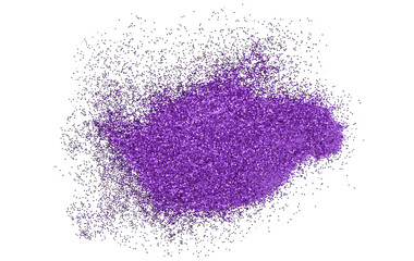 Purple glitter powder isolated on transparent background.