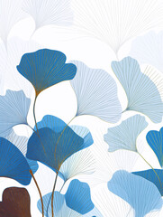 Linear strips background. Golden elements, line art. Blue and gold colors