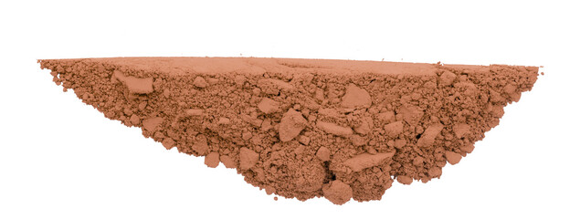 Brown powder isolated on transparent background.