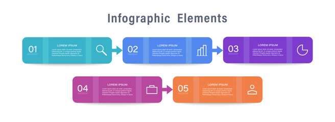 Infographic Template Creative Design with 5 Steps or parts. Step by step