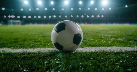 Fototapeta premium Close-up of a soccer ball on a field