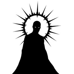 Shadowy Figure with Spiked Halo Silhouette