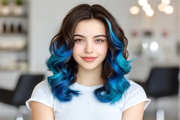 Trendy woman with dark espresso hair captured in urban fashion styles through street photography