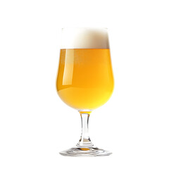 A refreshing glass of golden beer, perfectly poured with a fluffy head, inviting a moment of pure relaxation and enjoyment against a bright white background.