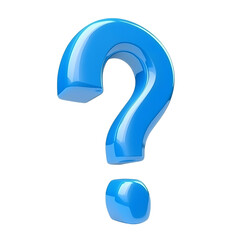 Naklejka premium A vibrant blue question mark, a symbol of curiosity and inquiry, stands boldly against a pure white background. Its glossy, 3D design adds depth and intrigue.