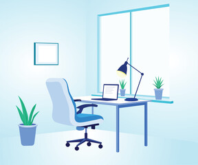 corporate office interior flat vector illustration