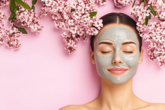 Woman applying facial mask for spa skincare treatment and beauty care, female with cleansing cosmetic facial for fresh healthy skin and dermatology concept