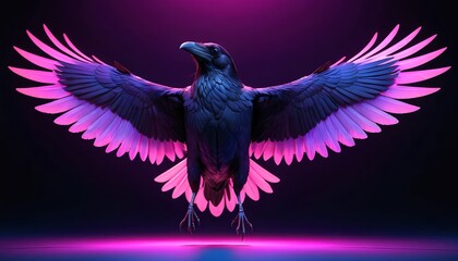 Fototapeta premium Neon Raven Wings Spread