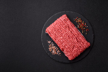 Raw ground beef or pork with salt and spices