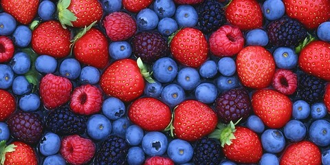 Vibrant Assortment of Fresh Berries; A Colorful Fruity Arrangement
