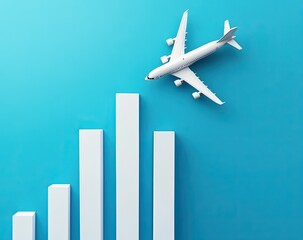 Fototapeta premium Airline industry growth illustrated by a rising graph