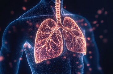3D illustration of human lungs, anatomical view