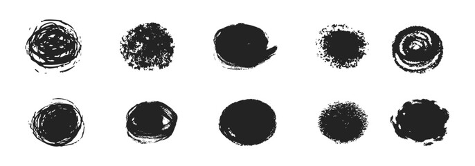 Scribble textured brush stroke ink or paint round splatter. Abstract grunge stain enso border, frame, hand drawn textured punk style asian design element