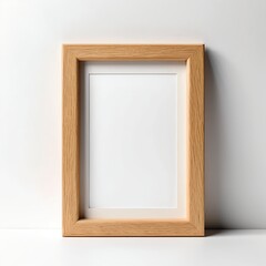 Empty Wooden Frame Mockup on White Background