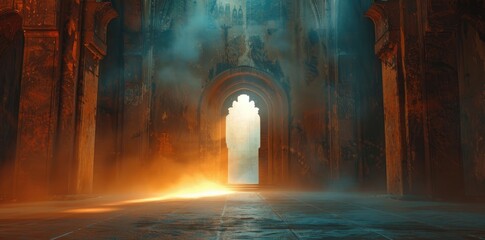 Fototapeta premium open door with sunlight coming through it