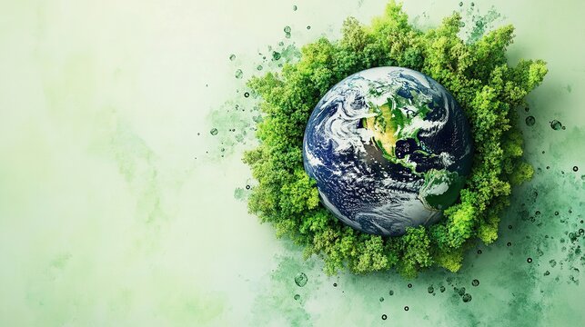 Earth Cradled in Lush Foliage - Nature Conservation Concept for Earth Day Campaigns