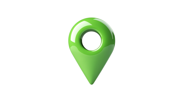 Green location pointer pin isolated on white or transparent background --ar 16:9
