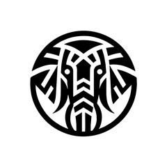 Modern Abstract Elephant Face Logo &ndash; Round Geometric Black Silhouette on White Background