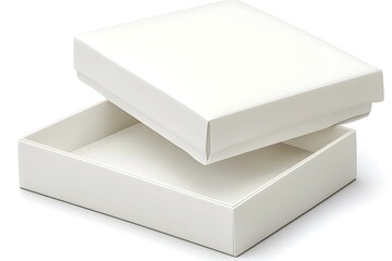 Naklejka premium Elegant white cardboard box with slightly open lid for product delivery