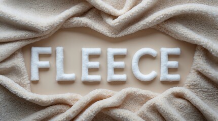 Soft fleece material displayed with the word fleece on a light background