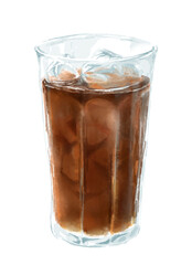 グラスに入ったアイスコーヒーの水彩イラスト