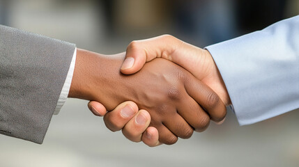 A firm handshake between an employer and a job seeker, symbolizing agreement and opportunity