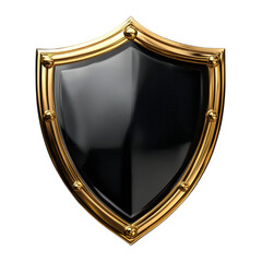 A shield with a gold border and a black centerpiece on a transparent background.