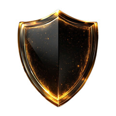 A shield with a gold border and a black centerpiece on a transparent background.