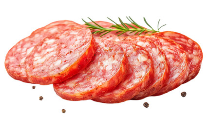 Sliced sausage on a transparent background.
