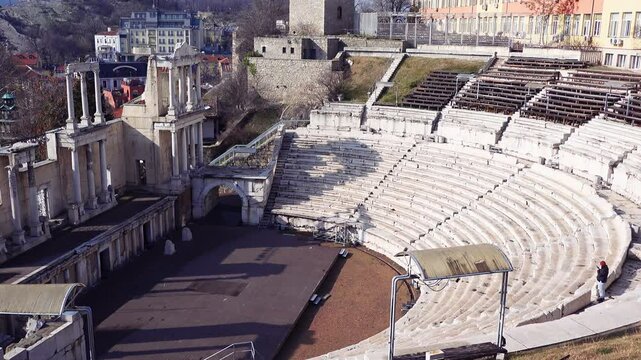 A view of the ancient Roman Theater of Philippopolis in Plovdiv, Bulgaria