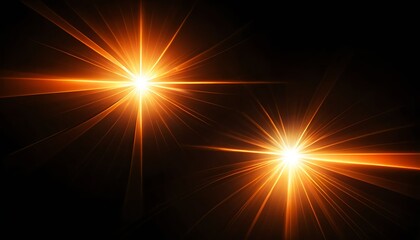 Obraz premium Golden Light Rays, Double Starburst, Abstract Background
