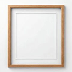 Empty Wooden Frame on White Wall