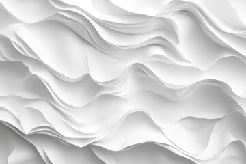 Obraz premium Abstract white wavy background with soft curves and shadows, creating a sense of fluid movement and elegance.
