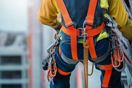 Safety Equipment for Roof Work, Fall Arrest Device with Hooks for Securing Body Harness while Working at Heights