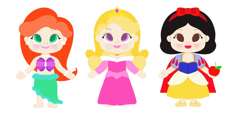 Group of princess cute cartoon