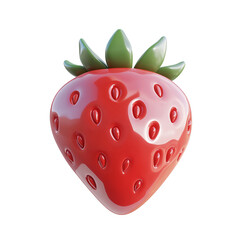 Obraz premium Red strawberry isolated on transparent background, 3D rendering.
