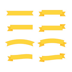 Fototapeta premium Set of Yellow Ribbon Banners and Labels - Flat Design Illustration 