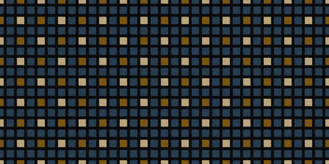 Fototapeta premium Simple geometric pattern abstract square shapes motif classic blue minimal background. Small elements modern fabric design textile swatch ladies dress, man shirt all over print block.