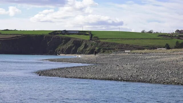 Ireland Epic Locations strong riptide near shingle beach Bunmahon Copper Coast Waterford spring day