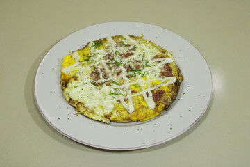 A plate of delicious pizza. Italian food dish
