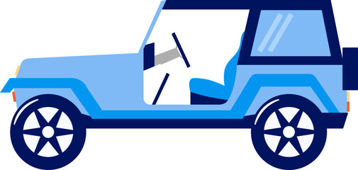 vector illustration of a blue car with half glass window