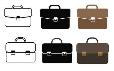 briefcase, briefcase set, bag, suitcase flat design vector