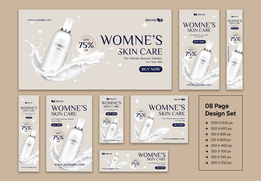 Skincare Product Offer Web Ad Banner Set